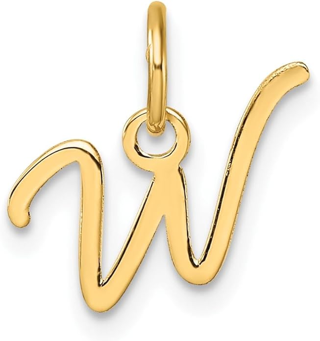 Jewelry Affairs 14K Yellow Gold Script Alphabet Initial Letter Charm Pendant, 14mm
