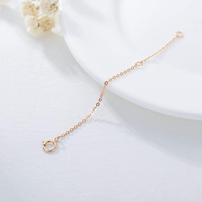 14K Gold Chain Extender for Women, Yellow Gold/White Gold/Rose Gold Adjustable Gold Necklace Anklet EXtension Chain, Available in 2/3/4 Inch