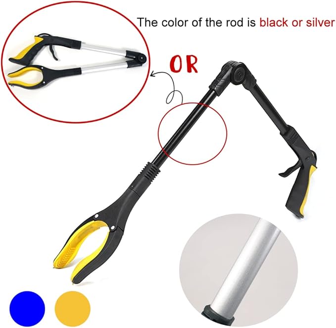 Fish Tank Accessories - 31" Aquarium Tweezers Grabber for Aquarium Landscaping Decoration Grab and Place Garbage Cleanup Foldable Gripper Multi-Function Mobility Aid Reaching Assist Tool(Yellow)-PurrikoPets