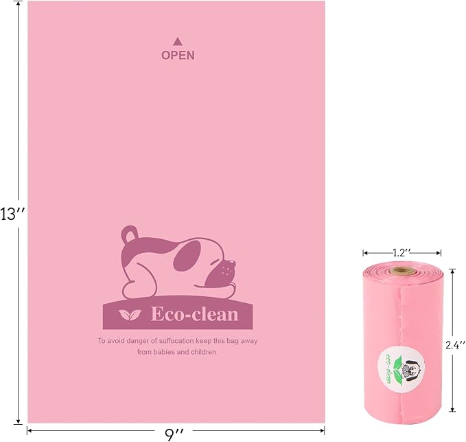 ECO-CLEAN 360 Count Dog Poop Bags with Dispenser, Leak-Proof, Cherry Blossom scented-PurrikoPets