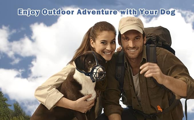 Dog Muzzle Breathable Basket Muzzles for Large and X-Large Dogs, Stop Biting, Barking and Chewing, Best for Aggressive Dogs Black Brown (Black Rubber, L)-PurrikoPets