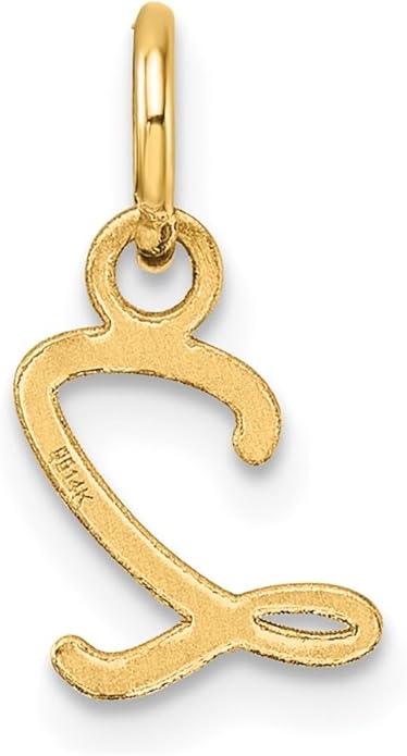 Jewelry Affairs 14K Yellow Gold Script Alphabet Initial Letter Charm Pendant, 14mm