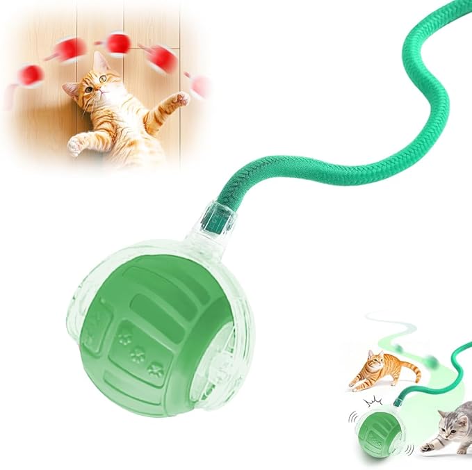 2026 New Interactive Pet Toy Ball, Smart Interactive Toy Ball for Cats & Dogs, Electric Rolling Pet Toy Ball, Rechargeable Interactive Cat Toys for Bored Indoor Cats Kittens to Keep Busy (Green)-PurrikoPets