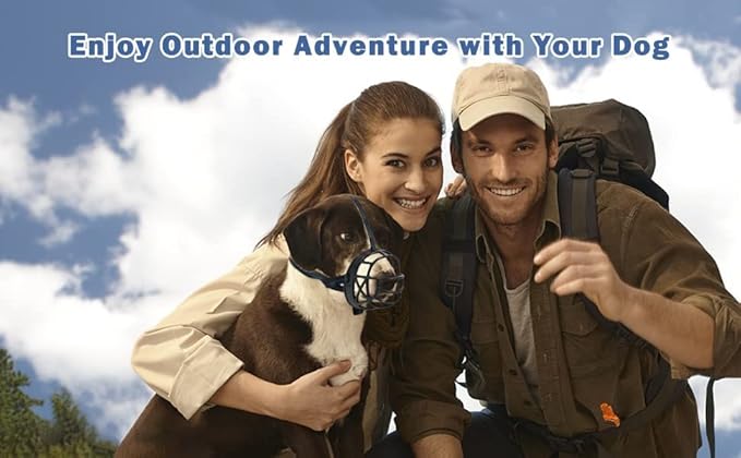 Dog Muzzle Breathable Basket Muzzles for Large and X-Large Dogs, Stop Biting, Barking and Chewing, Best for Aggressive Dogs Black Brown (Black Rubber, XL)-PurrikoPets