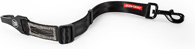 EzyDog Click ISOFIX Standard - Dog Seat Belt Car Harness Attachment for Dogs - Adjustable Dog Restraints Seatbelts for Car Travel and Safety - (17in - 26in, Black)-PurrikoPets