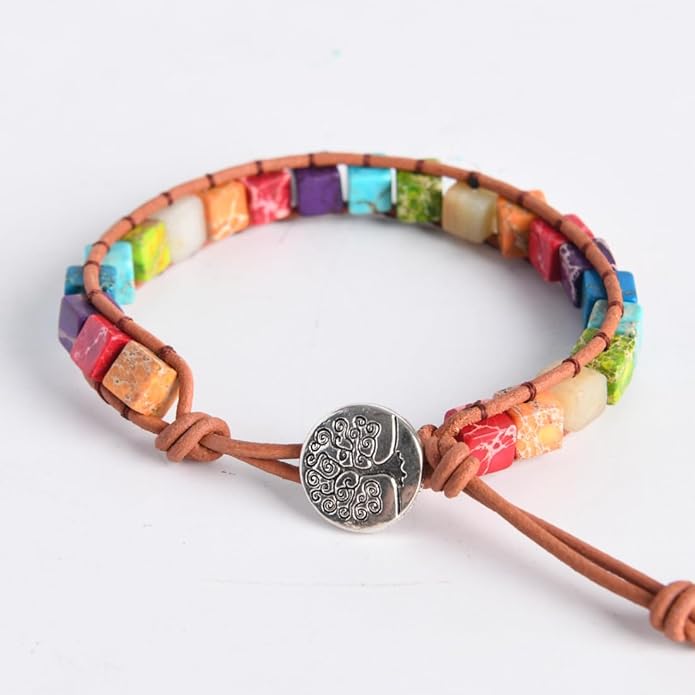 YGLINE Boho Handmade Wrap Leather Tube Crystal Stone Bracelet for Women