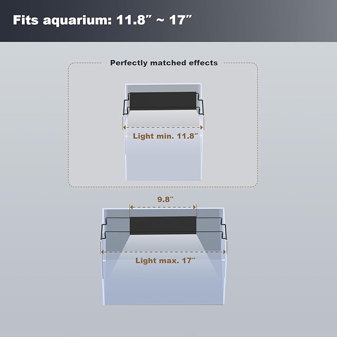 GLOWRIUM Aquarium Light, LED Freshwater Fish Tank Light with Timer, Full Spectrum Planted Aquarium Grow Lights with Daylight/Moonlight Mode, Brightness Adjustable, Auto On/Off (12-17 in)-PurrikoPets