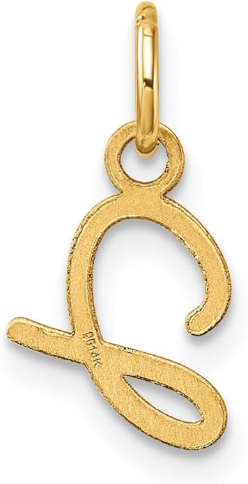 Jewelry Affairs 14K Yellow Gold Script Alphabet Initial Letter Charm Pendant, 14mm