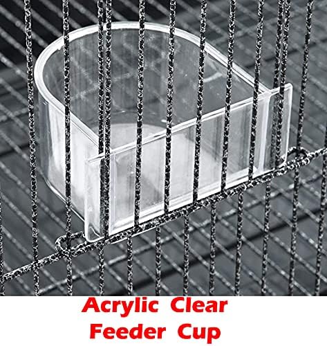 64" Extra Large Double Flight Bird Wrought Iron Double Cage Slide Out Center Divider Side Nesting Box Door Parrot Cage Cockatiel Conure with Removable Rolling Stand Storage Shelf-PurrikoPets