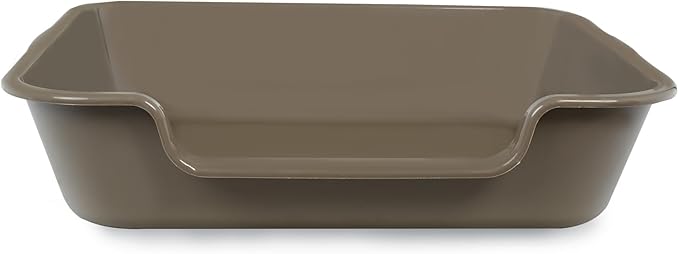 2 Pack of Extra Large Cat Litter Box (ABS Material), Low Entry Senior Litter Pen for Geriatric Kitty Big Cats, Jumbo Pet Safe Litter Boxes Tray for Pets Potty (Light Brown, 24" L x 20" W)-PurrikoPets