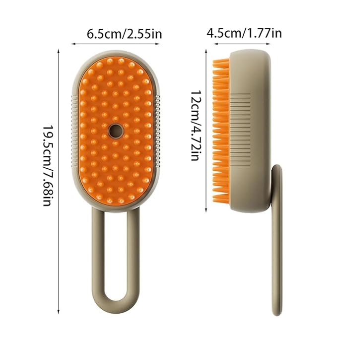 3 in 1 Cat Steam Brush, Pet Steam Cats Brushes Rechargeable Anti-Static Grooming Brushe, Vibration Massage Cleaning Shedding & Combing Multifunctional Hair Removal Comb for Cats Dog (Khaki)-PurrikoPets