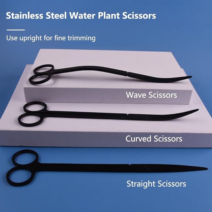 7-in-1 Aquascaping Tools Kit for Aquarium & Terrarium - Stainless Steel Long Tweezers, Curved Scissors, Algae Scraper, Feeding Tongs - Live Plant Trimming & Tank Cleaning Accessories-PurrikoPets