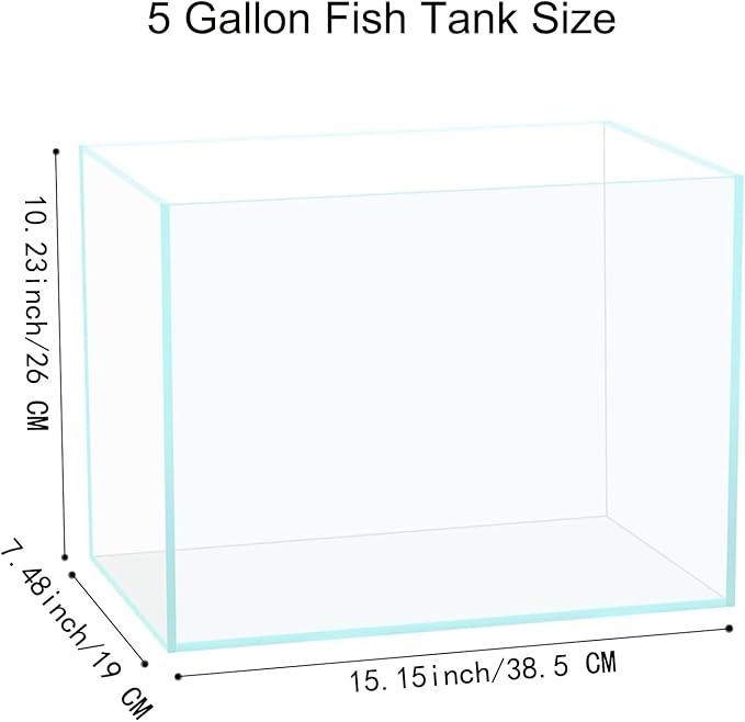 5 Gallon Glass Fish Tank, Easy to Maintain Small Aquarium for Betta/Goldfish/Snails/Shrimp and Aquatic Planting.-PurrikoPets