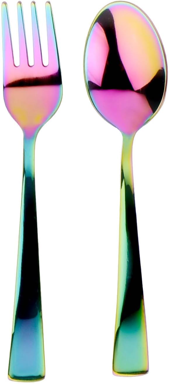 Ahimsa Stainless Steel Kids Utensils - Kids Fork and Spoon Set, Pediatrician Designed Rainbow Silverware Set, 100% BPA Free & Dishwasher Safe (Rainbow)-PurrikoPets