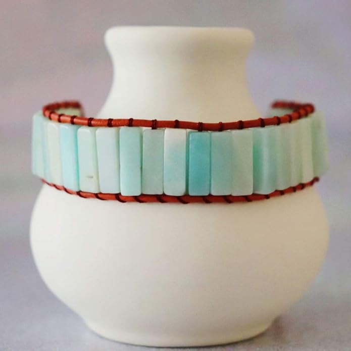 YGLINE Boho Handmade Wrap Leather Tube Crystal Stone Bracelet for Women