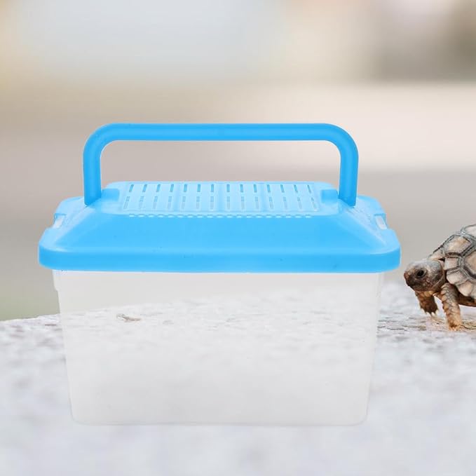 FRCOLOR Portable Plastic Turtle Tank - Transparent Aquarium Carrier Box for Small Pets Ideal for Hamsters Lizards and Fish Easy to Feed and Clean-PurrikoPets