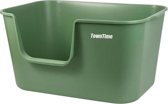 Extra Large Litter Box with High Sides 24.60" Lx16.92 Wx12.99 H,Anti-Splashing Kitty Litter Box,Tool-Free Assembly,Multi cat Litter Box,Jumbo Litter Box (Green)-PurrikoPets