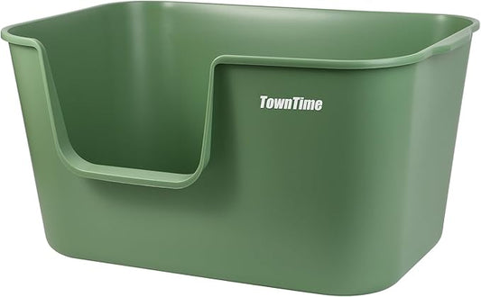 Extra Large Litter Box with High Sides 24.60" Lx16.92 Wx12.99 H,Anti-Splashing Kitty Litter Box,Tool-Free Assembly,Multi cat Litter Box,Jumbo Litter Box (Green)-PurrikoPets