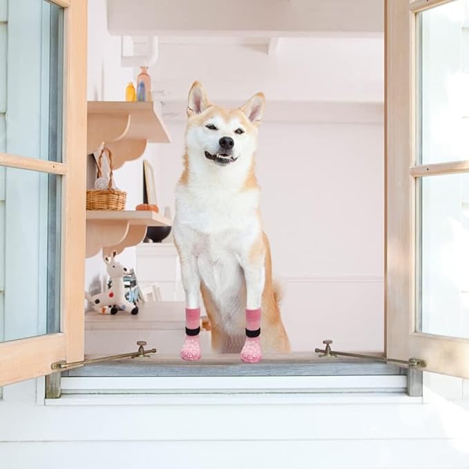 EXPAWLORER Anti Slip Dog Socks to Prevent Licking Paws, Dog Shoes for Hot Pavement, Dog Booties for Small Medium Large Senior Dogs, Traction Control Boots & Paw Protectors for Hardwood Floors-PurrikoPets