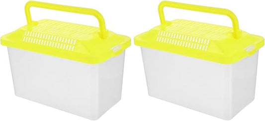 FRCOLOR Portable Plastic Turtle Tank - Transparent Aquarium Carrier Box for Small Pets Ideal for Hamsters Lizards and Fish Easy to Feed and Clean-PurrikoPets