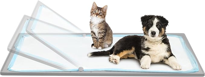 Dog Pee Pad Holder Tray, Non-Slip Puppy Pee Pad Holder, Fits Up to 35" X 24" Training Pads, High Edge Easy to Change Pee Pad Tray,Mat Fit Disposable and Washable Pee Pads-PurrikoPets