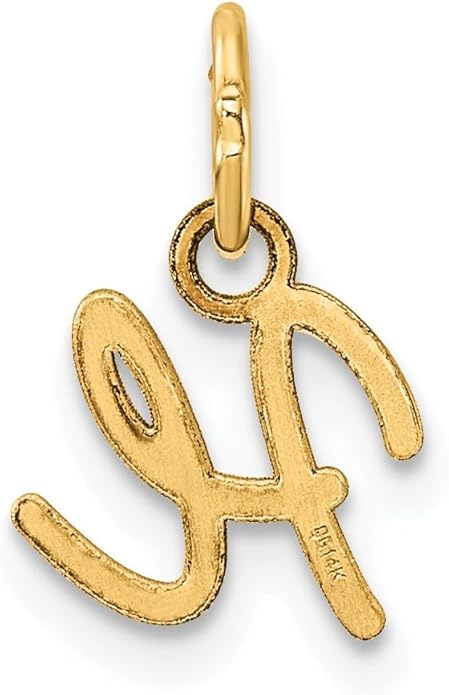 Jewelry Affairs 14K Yellow Gold Script Alphabet Initial Letter Charm Pendant, 14mm