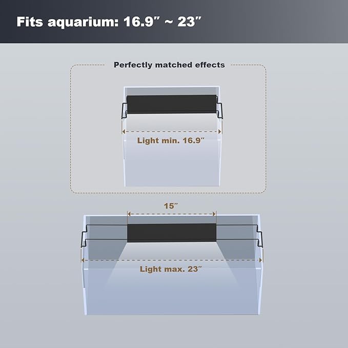 GLOWRIUM Aquarium Light, LED Freshwater Fish Tank Light with Timer, Full Spectrum Planted Aquarium Grow Lights with Daylight/Moonlight Mode, Brightness Adjustable, Auto On/Off (17-23 in)-PurrikoPets