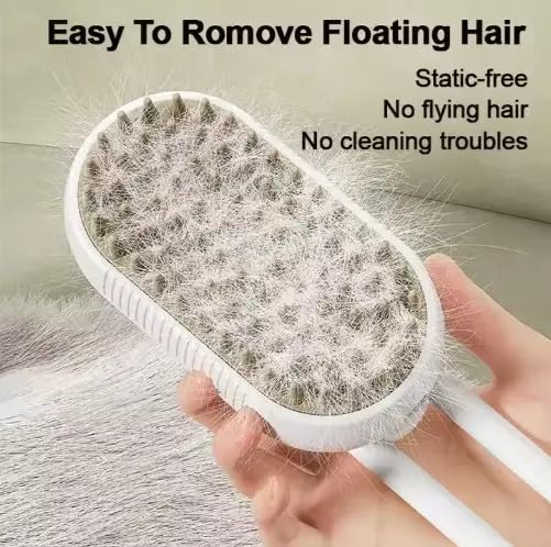 3-in-1 Cat Grooming Brush – Water Spray & Self-Cleaning Shedding Brush for Cats & Dogs – Pet Hair Removal & Massage Comb for Long & Short Hair (White). (White)-PurrikoPets