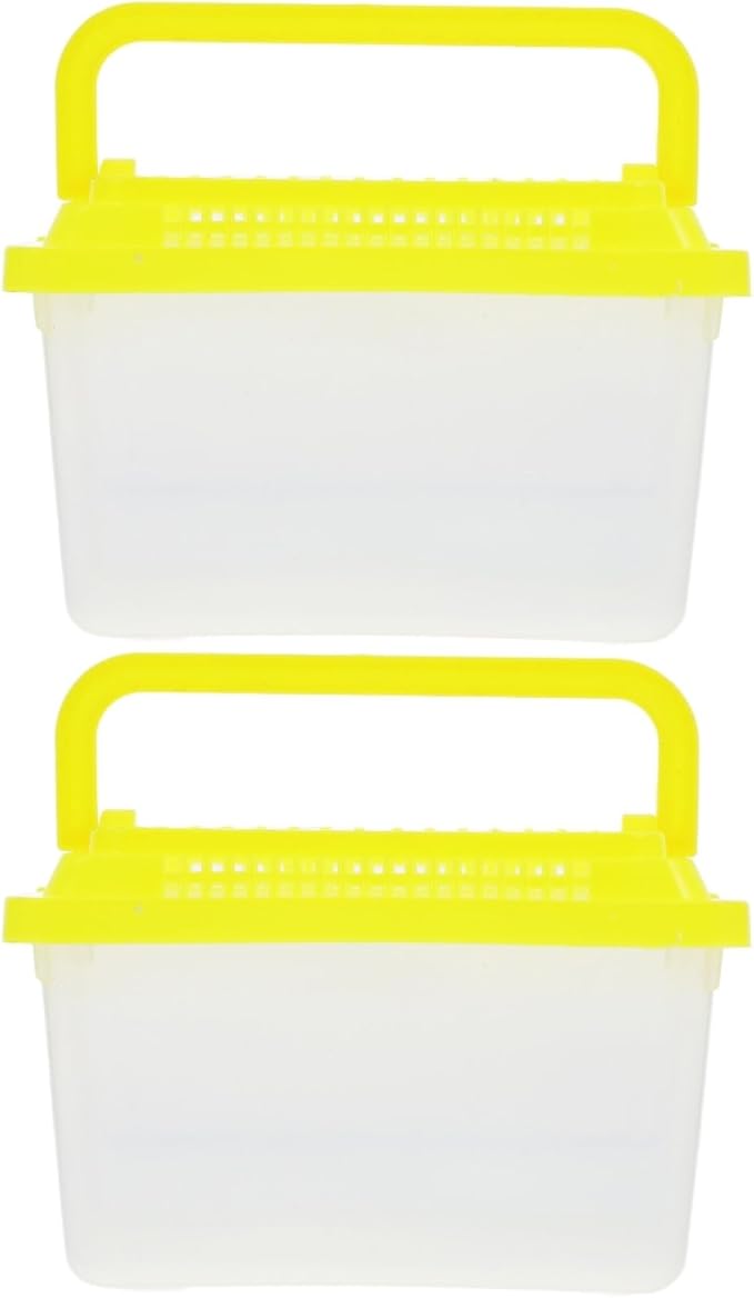 FRCOLOR 2pcs plastic turtle fish tank acrylic reptile cage tortoise habitat Pet Fish Tank Reptile Feeding Tank aquatic turtle tanks and aquariums eamon living habitat mini breeding box-PurrikoPets