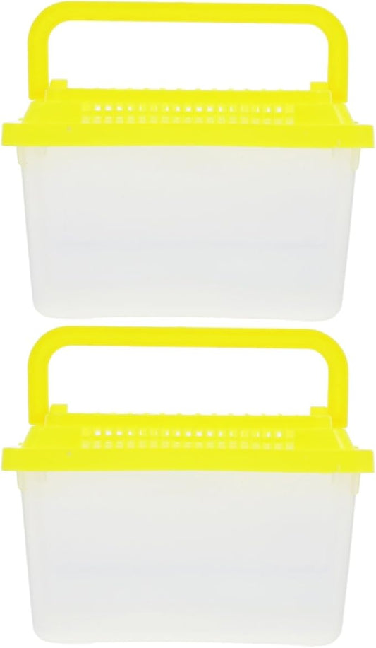 FRCOLOR 2pcs plastic turtle fish tank acrylic reptile cage tortoise habitat Pet Fish Tank Reptile Feeding Tank aquatic turtle tanks and aquariums eamon living habitat mini breeding box-PurrikoPets