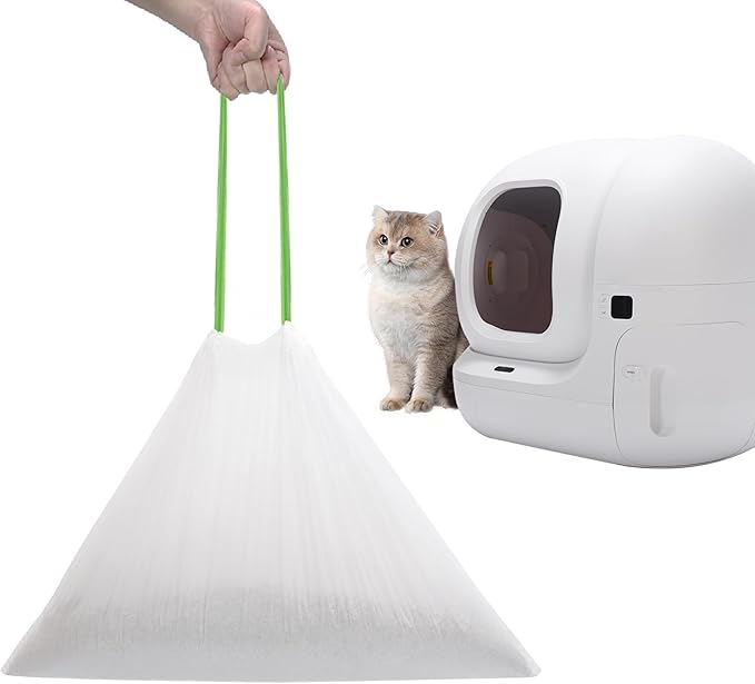 67 Count Cat Litter Bags for Pet Pura MAX Self-Cleaning Litter Box, Drawstring Kitty Liners for Automatic Waste Drawer Bin, Disposable Replacement Poop Trash Bag, Durable Leak-proof - 21 * 15.7 "-PurrikoPets