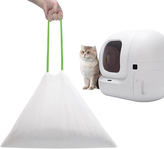 67 Count Cat Litter Bags for Pet Pura MAX Self-Cleaning Litter Box, Drawstring Kitty Liners for Automatic Waste Drawer Bin, Disposable Replacement Poop Trash Bag, Durable Leak-proof - 21 * 15.7 "-PurrikoPets