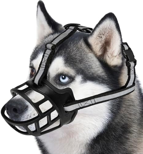 Dog Muzzle for Large Dogs, Breathable Basket Muzzles for Small, Medium and X-Large Aggressive Dog, Allows Panting Drinking, Suitable for Grooming Trimming Training (6, Blacks)-PurrikoPets