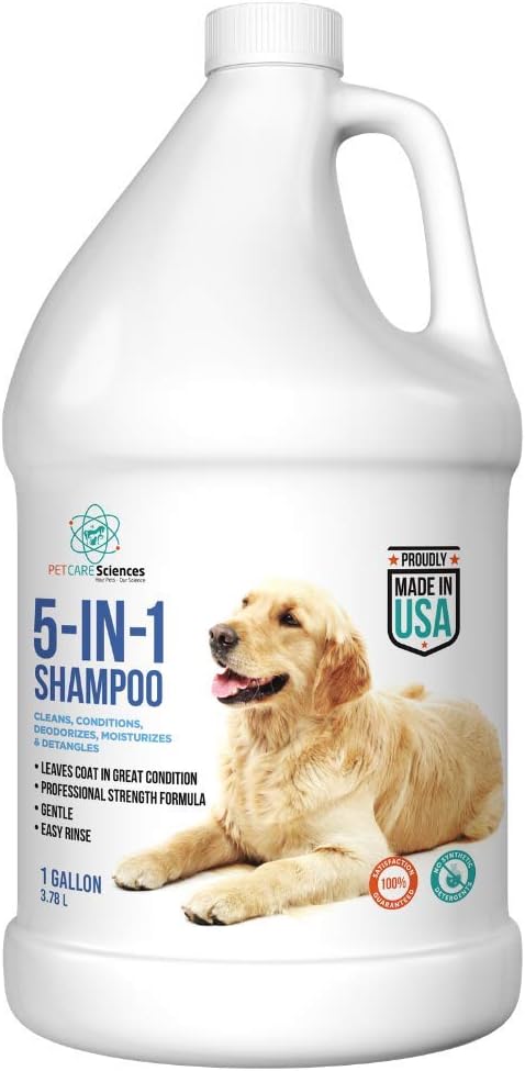 Gallon Bottle 5 in 1 Dog Shampoo for Itchy Skin - Sensitive Skin Dog Shampoo for Smelly Dogs - Dog Shampoos & Conditioners - Made in The USA-PurrikoPets