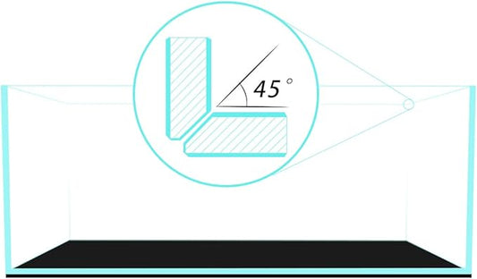 Fzone 6.4 Gal Shallow Rimless Low Iron Fish Tank Nova Clear Ultra-White 45° Mitered Edges Translucent Glass Anata Series Aquarium w/Black Foam Leveling Mat-PurrikoPets