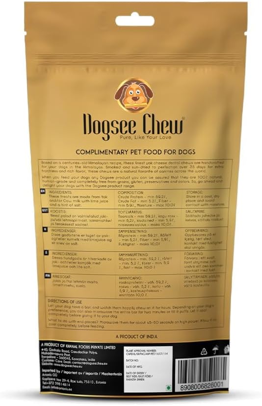 Dogsee Original Himalayan Yak Cheese Dog Chews (Small - 3 Bars) | Fights Plaque and Tartar| Yak Chews for Small Dogs | Rawhide Free | Easily Digestible Dog Treats-PurrikoPets