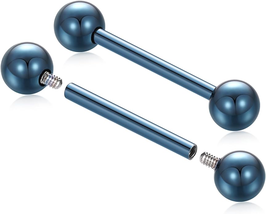 AROWRO Nipple Piercing Jewelry G23 Titanium Nipple Rings Tongue Rings Nipple Bar 14G Internally Threaded Straight Barbells Bridge Piercing Jewelry 12mm-20mm