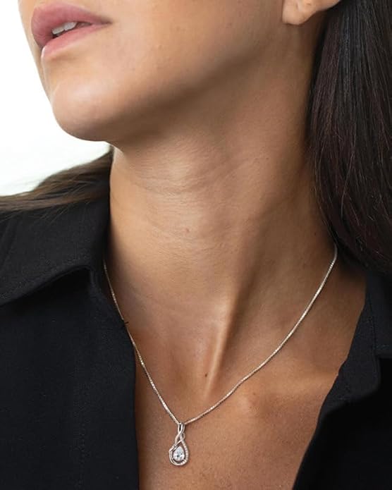 STARCHENIE Infinity Teardrop Pendant Necklace for Women 925 Sterling Silver Birthstone Jewelry