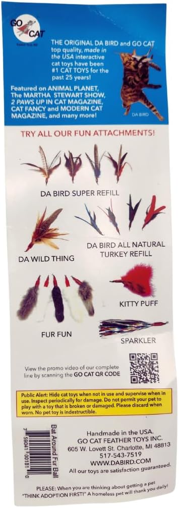 3 Count of Bat Arounds: Fur Ball Cat Toy from Da Bird-PurrikoPets