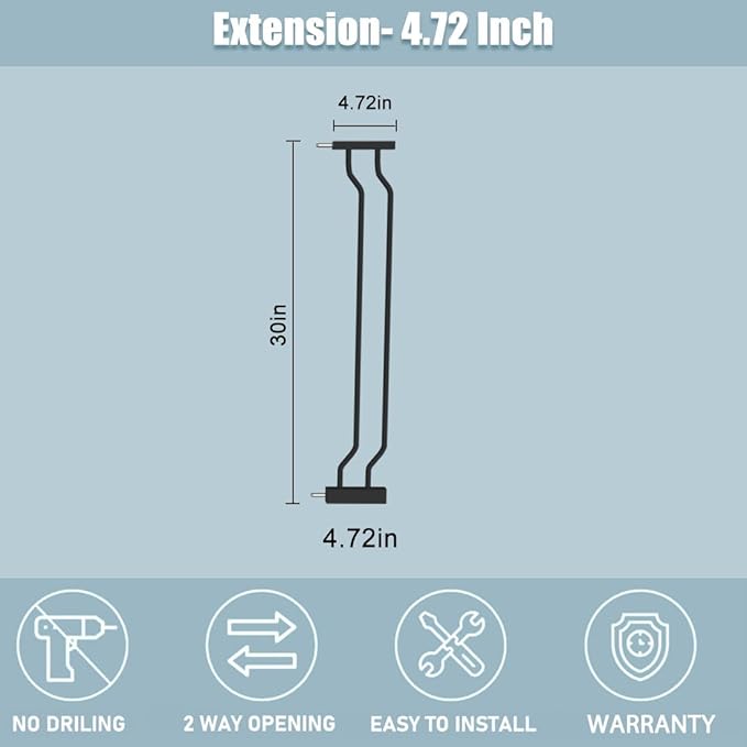 Extra Wide Baby Gate with 4.72in Extensions, Walk-Through, Auto Close, Pressure Mount Child Safety Gate (Black, Extension-4.72"/12cm)-PurrikoPets