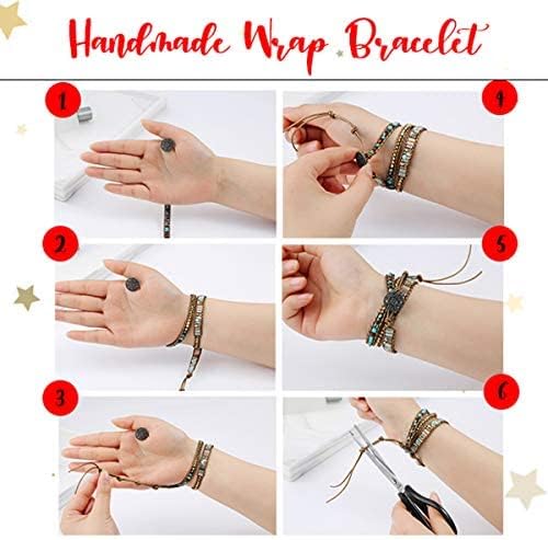 ZOSOJONA Women Wrap Bracelet Boho Natural Jasper Crystal Stone Beads Strand Bracelets