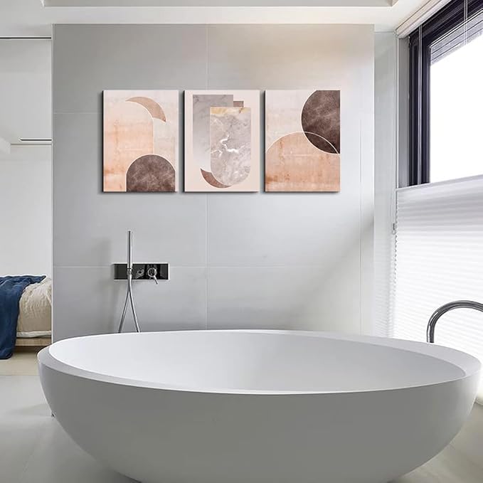 AHUASJART Boho Wall Decor Living Room Canvas Wall Art For Office Large Size Wall Decorations For Bedroom Modern Abstract Geometry Paintings Canvas Pictures Artwork Inspirational Home Decor 3 Piece-PurrikoPets