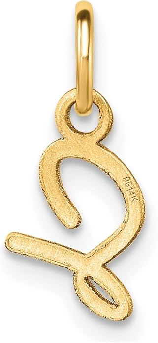 Jewelry Affairs 14K Yellow Gold Script Alphabet Initial Letter Charm Pendant, 14mm