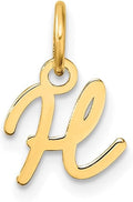 Jewelry Affairs 14K Yellow Gold Script Alphabet Initial Letter Charm Pendant, 14mm