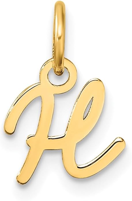 Jewelry Affairs 14K Yellow Gold Script Alphabet Initial Letter Charm Pendant, 14mm