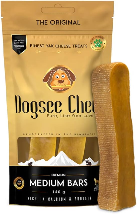 Dogsee Original Himalayan Yak Chews for Dogs (Medium - 2 Bars) | 100% Natural | Dog Treats Healthy | No Grain, No Gluten | for Teeth Cleaning-PurrikoPets