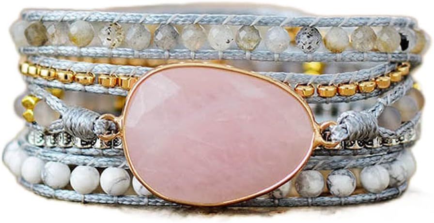 ZOSOJONA Women Wrap Bracelet Boho Natural Jasper Crystal Stone Beads Strand Bracelets