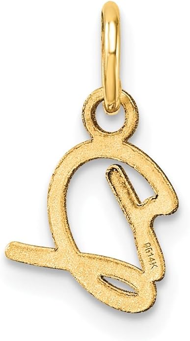 Jewelry Affairs 14K Yellow Gold Script Alphabet Initial Letter Charm Pendant, 14mm