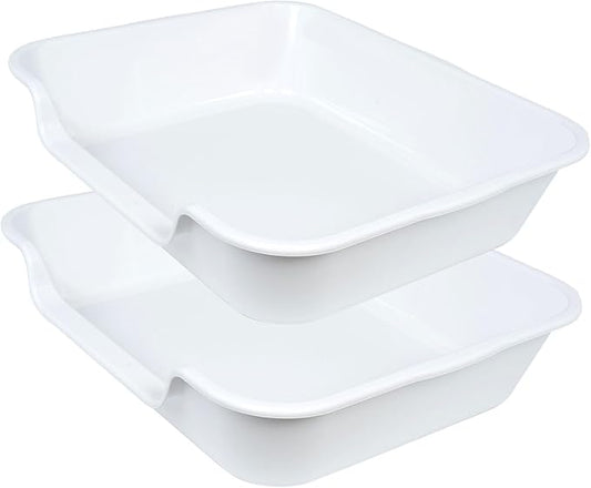 2 Pack of Extra Large Cat Litter Box (ABS Material), Low Entry Senior Litter Pen for Geriatric Kitty Big Cats, Jumbo Pet Safe Litter Boxes Tray for Indoor Pets Potty (White, 24" L x 20" W)-PurrikoPets