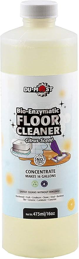 DU-MOST Enzymatic Floor Cleaner Concentrate (1 Oz Makes 1 Gal), No, Streak, No Rinsing, Kids & Pets Safe, Hard Surface Floors, Citrus Scent, 16 Fl Oz-PurrikoPets